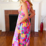 Diva Dreams Multicolor Tropical Floral Fit & Flare Maxi Dress