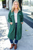 Turn Heads Forest Green Fleece Button Down Duster Jacket