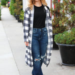 Get To Know You Black Buffalo Plaid Hacci Cardigan