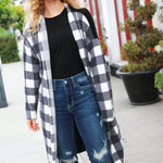 Get To Know You Black Buffalo Plaid Hacci Cardigan