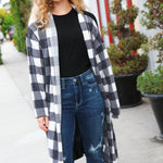 Get To Know You Black Buffalo Plaid Hacci Cardigan