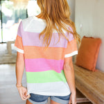 Get Started Lavender & Orange Stripe Jacquard Sweater Top