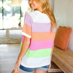 Get Started Lavender & Orange Stripe Jacquard Sweater Top