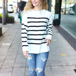 Stand Out Ivory Striped Oversized Knit Sweater