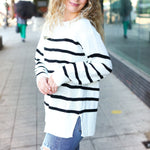 Stand Out Ivory Striped Oversized Knit Sweater