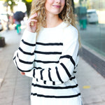 Stand Out Ivory Striped Oversized Knit Sweater