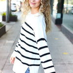 Stand Out Ivory Striped Oversized Knit Sweater