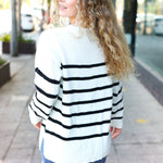 Stand Out Ivory Striped Oversized Knit Sweater