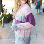 Fall For You Mauve Multicolor Stripe Cable Knit Mock Neck Sweater