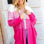 Always Fun Fuchsia Ombre Cable Knit Cardigan