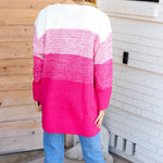 Always Fun Fuchsia Ombre Cable Knit Cardigan