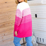 Always Fun Fuchsia Ombre Cable Knit Cardigan