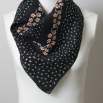 Dot and Floral Border Bandana Scarf