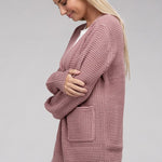 Low Gauge Waffle Open Cardigan Sweater