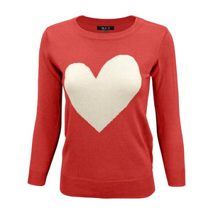 S/S Love Heart Crew-neck  12GG Pullover Sweater