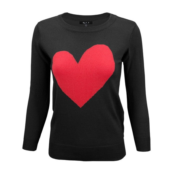 S/S Love Heart Crew-neck  12GG Pullover Sweater