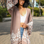 Embroidered Floral Vine Lightweight Kimono