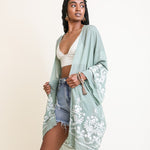 Embroidered Floral Vine Lightweight Kimono