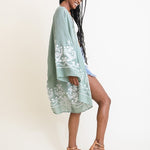 Embroidered Floral Vine Lightweight Kimono