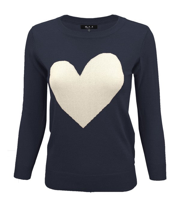 S/S Love Heart Crew-neck  12GG Pullover Sweater