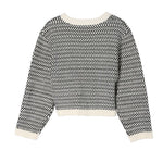 Herringbone Pattern Crew Neck Sweater