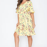 Floral V Neck Ruffle Dress