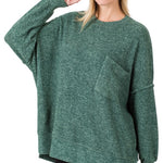 Brushed Melange Drop Shoulder Oversized Sweater