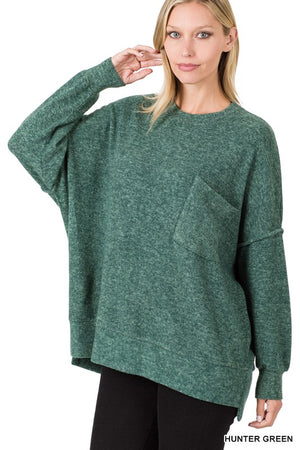 Brushed Melange Drop Shoulder Oversized Sweater