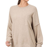 Brushed Melange Drop Shoulder Oversized Sweater