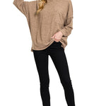 Brushed Melange Drop Shoulder Oversized Sweater