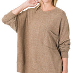 Brushed Melange Drop Shoulder Oversized Sweater