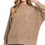 Brushed Melange Drop Shoulder Oversized Sweater