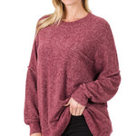 Brushed Melange Drop Shoulder Oversized Sweater