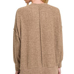 Brushed Melange Drop Shoulder Oversized Sweater