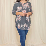 Plus Floral Curved Hem Tunic