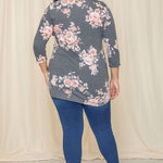 Plus Floral Curved Hem Tunic