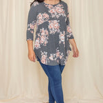 Plus Floral Curved Hem Tunic