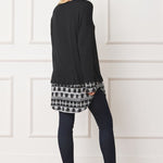 Tribal Mock Layered Tunic With Button Accent