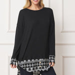 Tribal Mock Layered Tunic With Button Accent