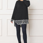 Tribal Mock Layered Tunic With Button Accent