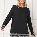 Tribal Mock Layered Tunic With Button Accent