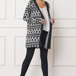 Plus Long Tribal Print Hooded Cardigan