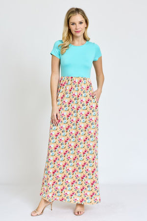 Short Sleeve Floral Maxi Dress