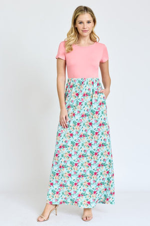 Short Sleeve Floral Maxi Dress