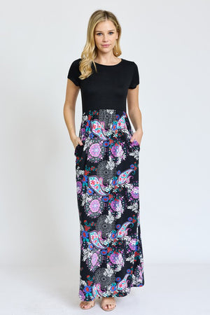 Short Sleeve Floral Maxi Dress