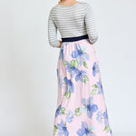 Stripe Band Floral Maxi Dress