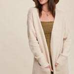 Two Pocket Open-Front Long Knit Cardigani
