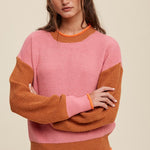 Color Block Ribbed Knit Sweater