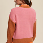 Color Block Ribbed Knit Sweater