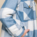 Plaid Button Down Jacket with Front Pocket Detail